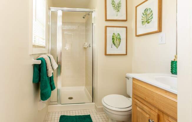 On suite master bathroom with walk in shower at Spring Hill Apartments & Townhomes, Baltimore Maryland