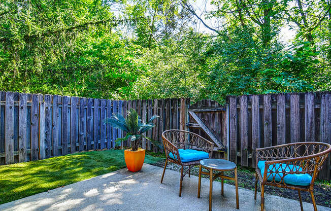 Patio in a 1-bed, 1-bath apartment at Ashton Brook, offering outdoor space for relaxation.