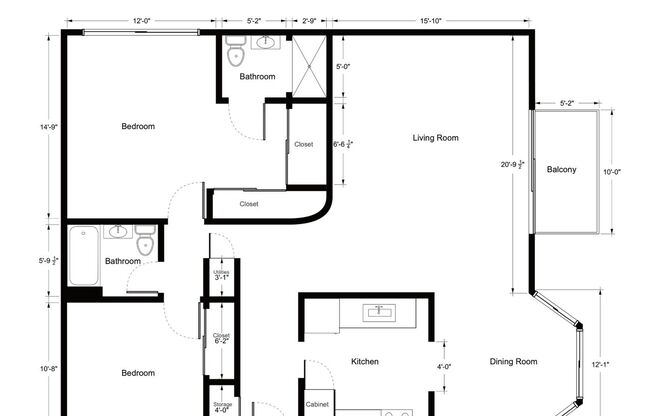 2 beds, 2 baths, 1,192 sqft, $2,995, Unit 4169-303