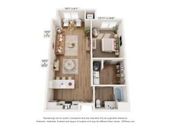 1 bed, 1 bath, 857 sqft, $1,475