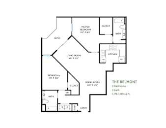 2 beds, 2 baths, 1,195 sqft, $3,335