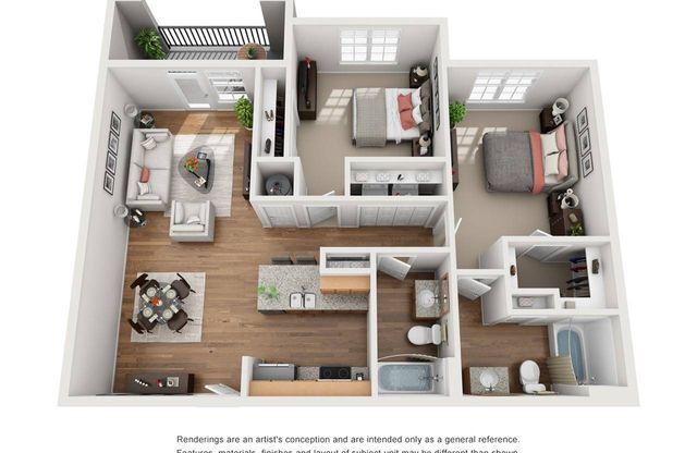 2 beds, 2 baths, 1,047 sqft, $1,845