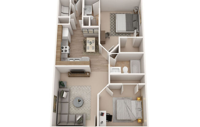 2 beds, 2 baths, 844 sqft, $1,355