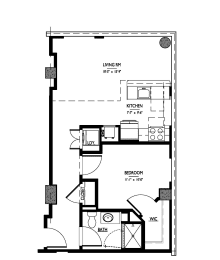 1 bed, 1 bath, 664 sqft, $2,071