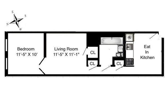 1 bed, 1 bath, $2,695, Unit 5-B