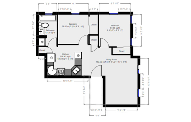 2 beds, 1 bath, 690 sqft, $1,650, Unit EA2001-C