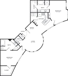 2 beds, 2 baths, 1,390 sqft, $1,907