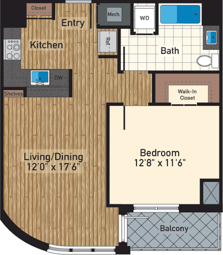 1 bed, 1 bath, 773 sqft, $2,445