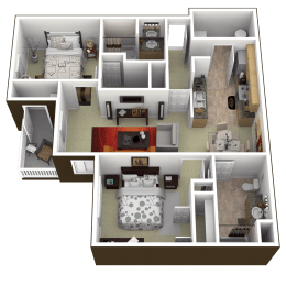 2 beds, 2 baths, 1,056 sqft, $1,340