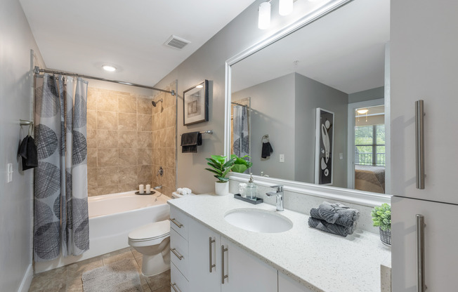 Furnished bathroom in model apartment