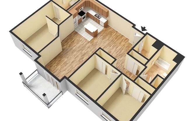 3 beds, 2 baths, 1,342 sqft, $1,365, Unit 2213-308