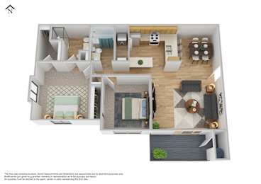 2 beds, 2 baths, 956 sqft, $1,465