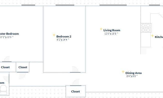 2 beds, 1 bath, 932 sqft, $5,292, Unit 1F