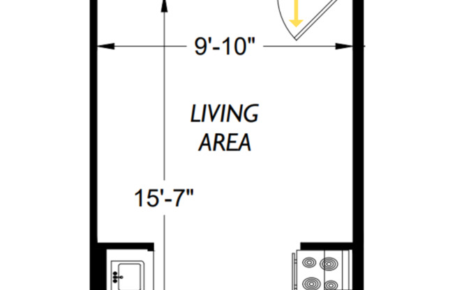 Studio, 1 bath, 180 sqft, $999
