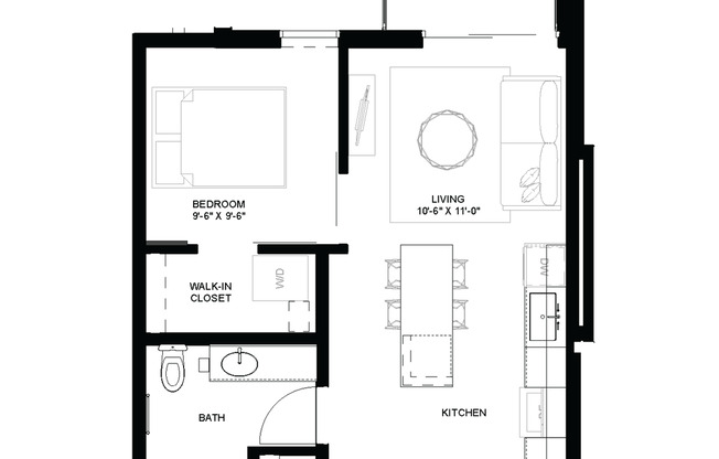 1 bed, 1 bath, 506 sqft, $1,575, Unit 404