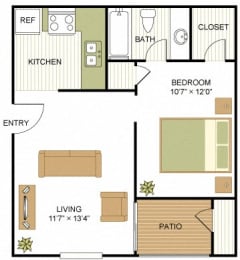 Studio, 1 bath, 480 sqft, $1,062
