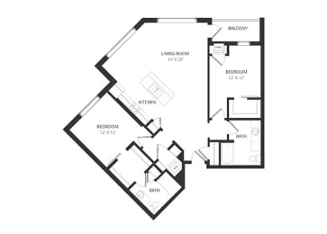 2 beds, 2 baths, 1,246 sqft, $1,950