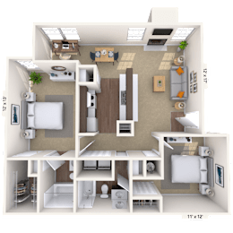 2 beds, 2 baths, 1,000 sqft, $1,422