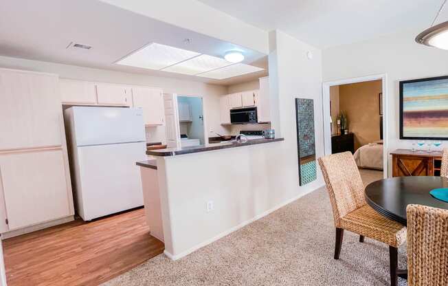 Open kitchen at Ventana Apartment Homes in Central Scottsdale, AZ, For Rent. Now leasing 1 and 2 bedroom apartments.