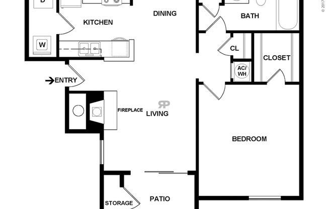 1 bed, 1 bath, 705 sqft, $869