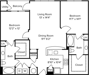 2 beds, 2 baths, 1,192 sqft, $2,047