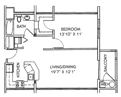 1 bed, 1 bath, 687 sqft, $2,485, Unit 113