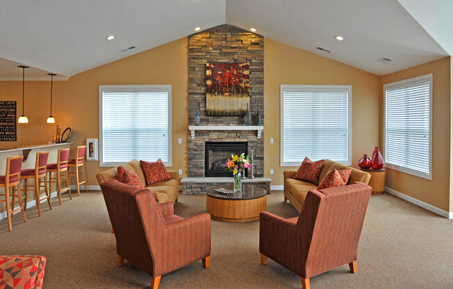 Clubhouse Fireplace Lounge at Killian Lakes Apartments and Townhomes, Columbia