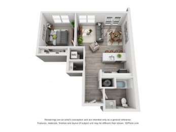 1 bed, 1 bath, 643 sqft, $1,434