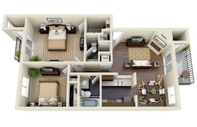 2 beds, 2 baths, 951 sqft, $3,261