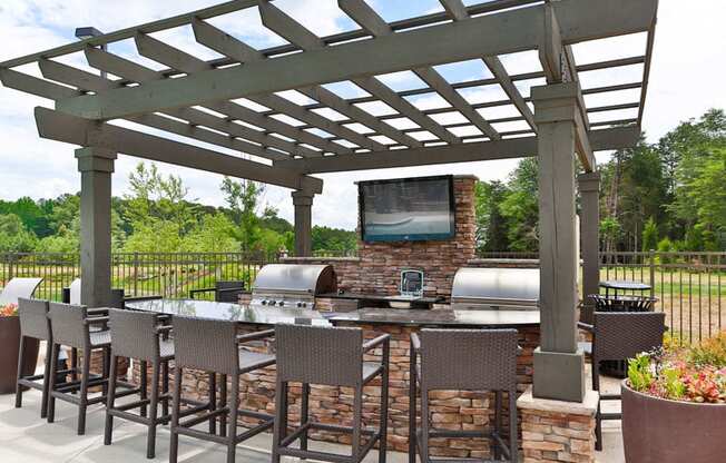 Exteriors BBQ and Grill at LangTree Lake Norman Apartments, Mooresville, NC