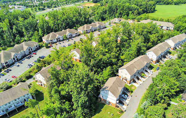 Aerial view of Legacy Cornelius Apartments in coveted location near Lake Norman and Ramsey Park Beach