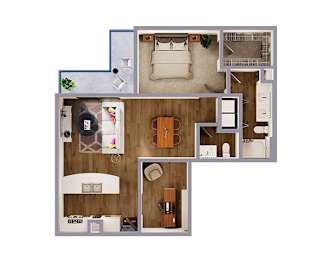 1 bed, 1.5 baths, 1,030 sqft, $1,536