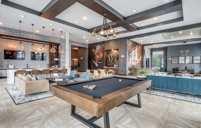 Clubhouse with Billiards at The Prescott Luxury Apartments in Austin, TX