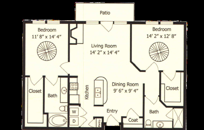 2 beds, 2 baths, 1,250 sqft, $2,062, Unit 348