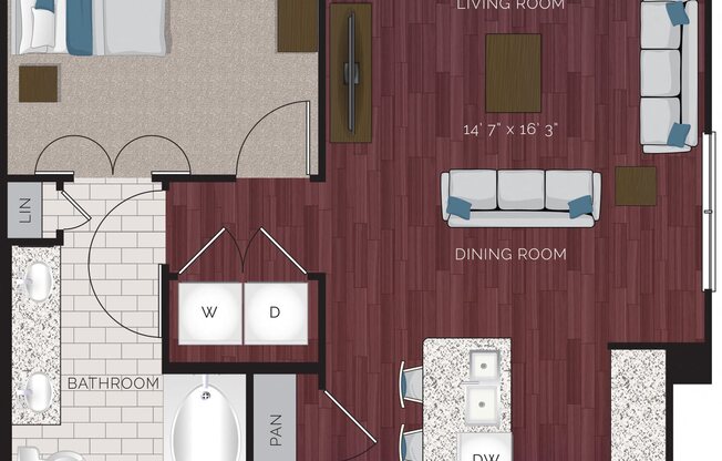 1 bed, 1 bath, 868 sqft, $1,370