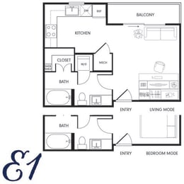 Studio, 1 bath, 460 sqft, $1,120