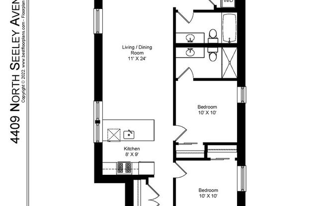 2 beds, 2 baths, 850 sqft, $3,600, Unit 4409-3B