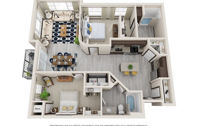 2 beds, 2 baths, 1,180 sqft, $1,945, Unit APT. A101