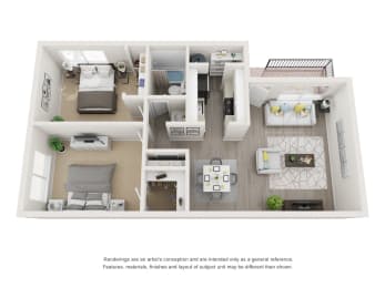 2 beds, 1 bath, 880 sqft, $1,202