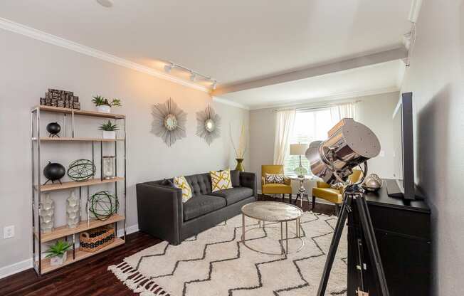 Expansive Living Room at 45 Madison Apartments, Missouri