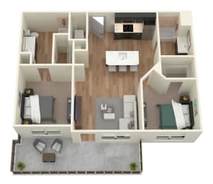2 beds, 2 baths, 976 sqft, $1,730