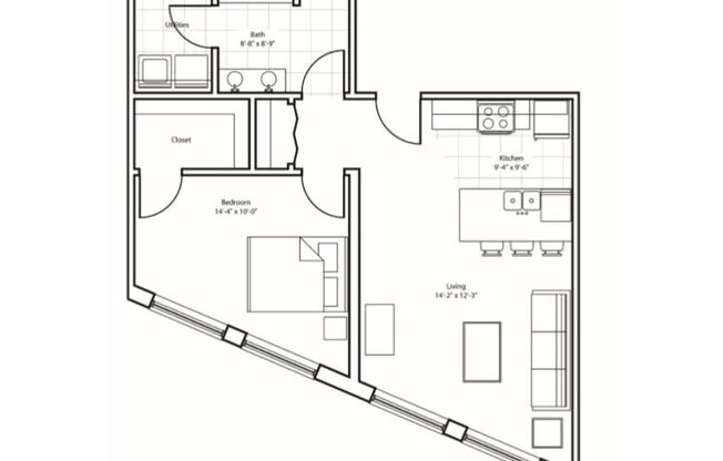 1 bed, 1 bath, 720 sqft, $1,329
