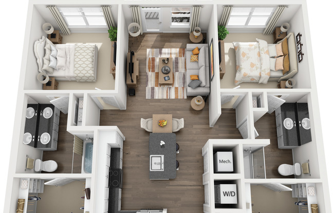 2 beds, 2 baths, 1,046 sqft, $1,722