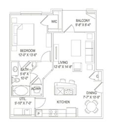 1 bed, 1 bath, 767 sqft, $1,259