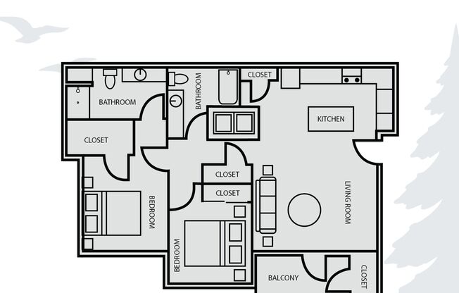 2 beds, 2 baths, 979 sqft, $2,195, Unit 06-102