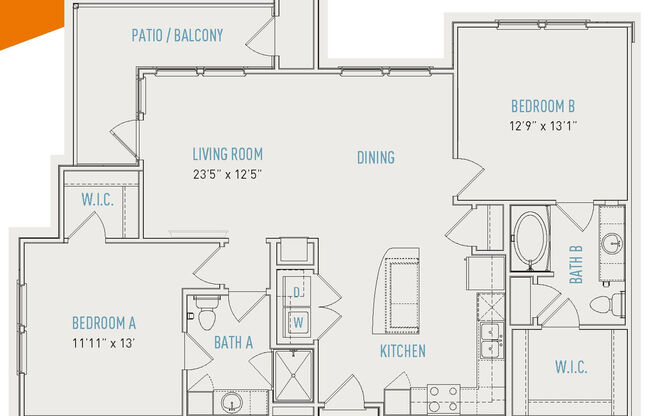 2 beds, 2 baths, 1,209 sqft, $1,411