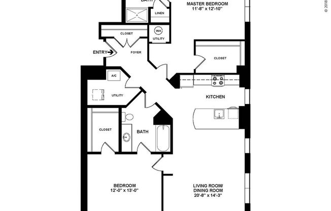2 beds, 2 baths, 1,220 sqft, $3,040