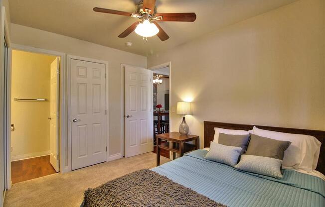 master bedroom with bathroom attached at The Arbors at Mountain View, Mountain View, CA