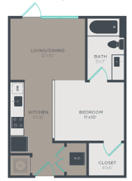 Studio, 1 bath, 494 sqft, $1,349