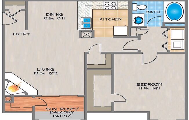 1 bed, 1 bath, 830 sqft, $1,305, Unit 214